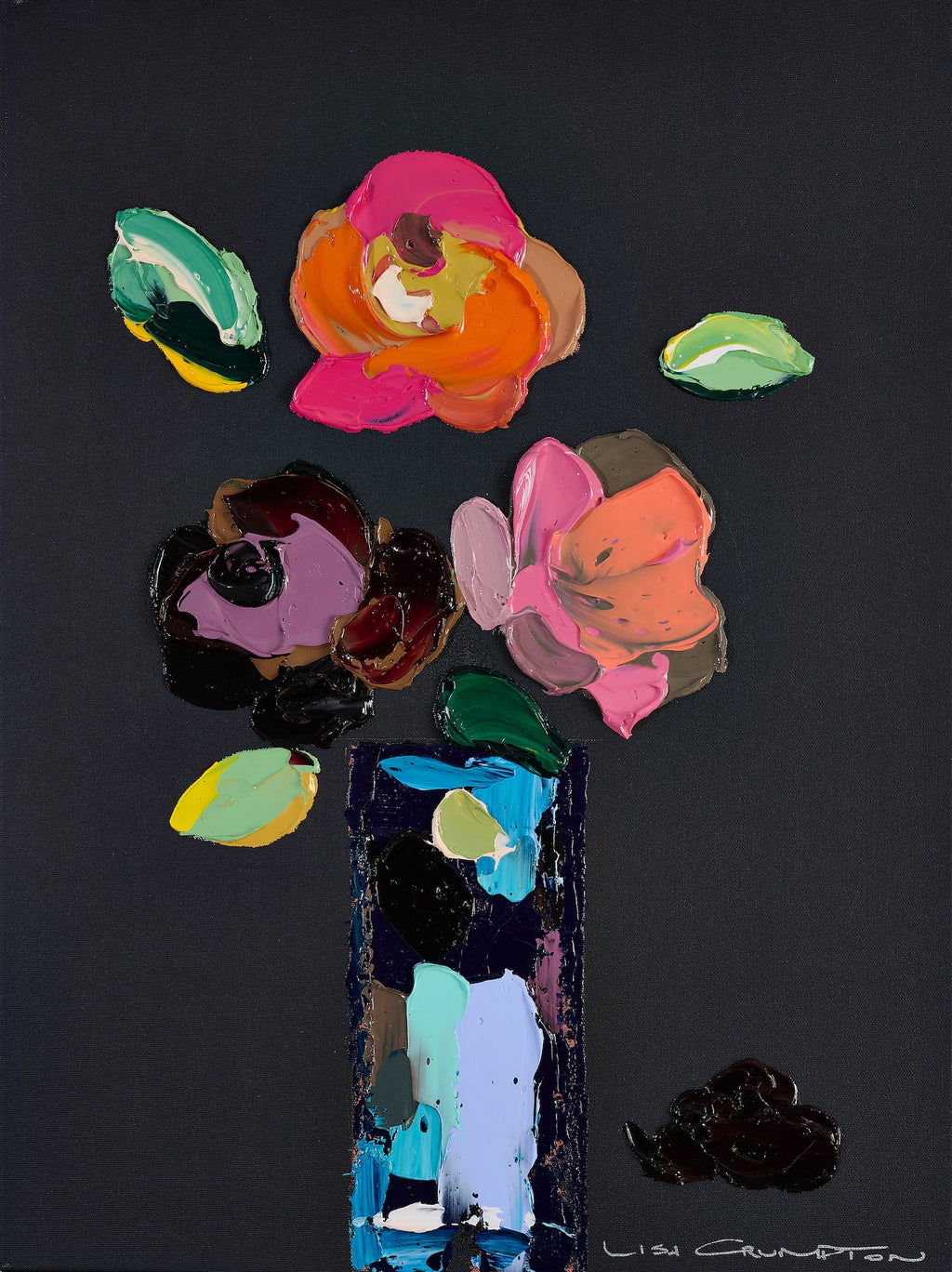 Palette Of Petals On Black III Print
