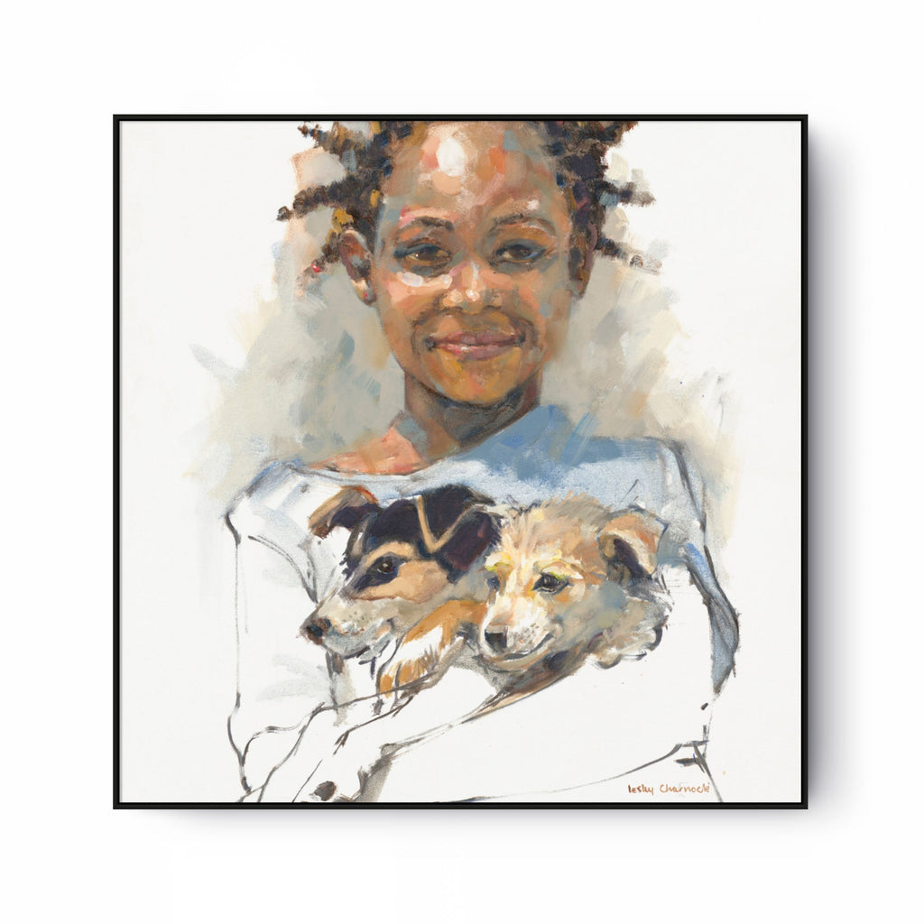 Girl Hugs Dogs Print