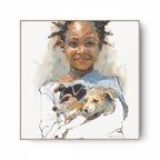 Girl Hugs Dogs Print
