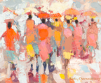 Abstract Women Walking Away Canvas Art - ruthanne collection