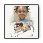Girl Hugs Dogs Print