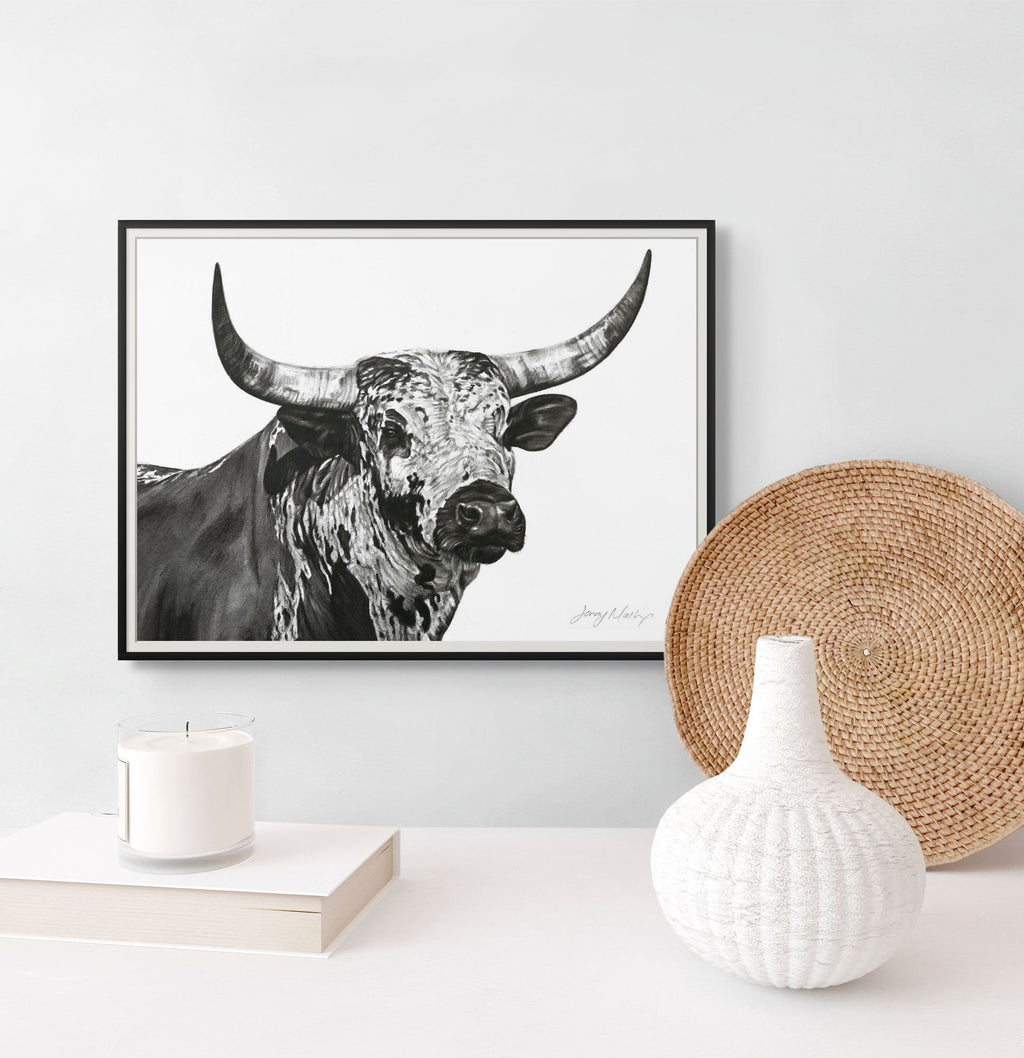 Nguni Bull Head (Landscape) Print