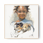 Girl Hugs Dogs Print