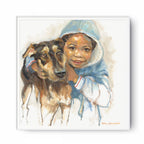 Boy Hugs Dog Print