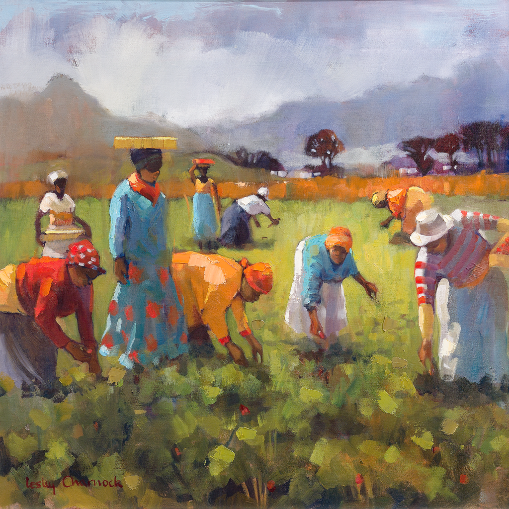 Sunshine Strawberry Pickers Print