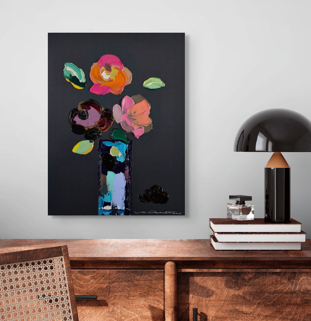 Palette Of Petals On Black III Print